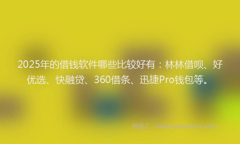 2025年的借钱软件哪些比较好有：林林借呗、好优选、快融贷、360借条、迅捷Pro钱包等。