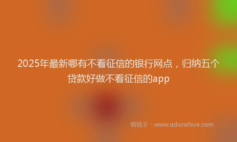 2025年最新哪有不看征信的银行网点，归纳五个贷款好做不看征信的app