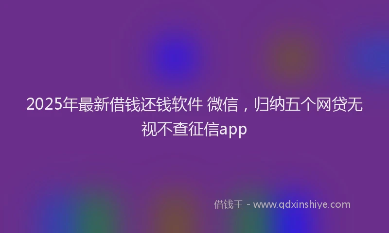 2025年最新借钱还钱软件 微信，归纳五个网贷无视不查征信app