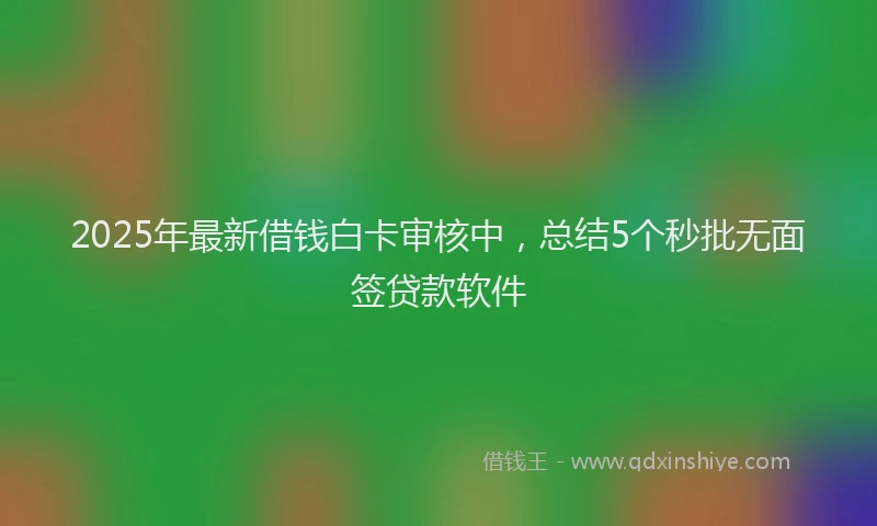 2025年最新借钱白卡审核中，总结5个秒批无面签贷款软件