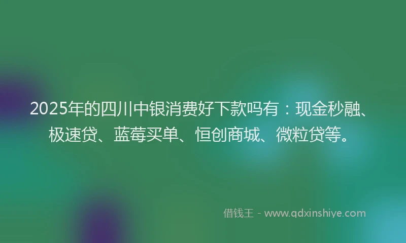 2025年的四川中银消费好下款吗有：现金秒融、极速贷、蓝莓买单、恒创商城、微粒贷等。