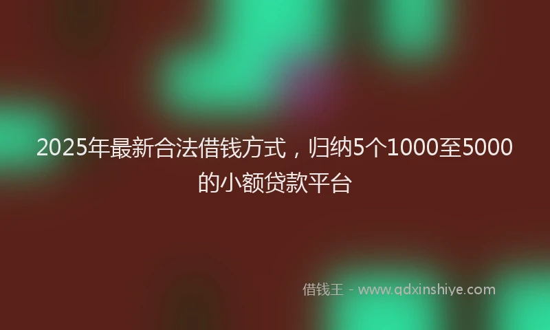 2025年最新合法借钱方式，归纳5个1000至5000的小额贷款平台