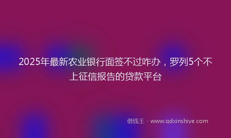 2025年最新农业银行面签不过咋办，罗列5个不上征信报告的贷款平台