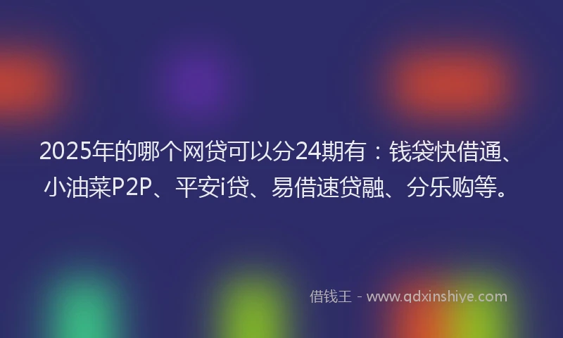 2025年的哪个网贷可以分24期有：钱袋快借通、小油菜P2P、平安i贷、易借速贷融、分乐购等。