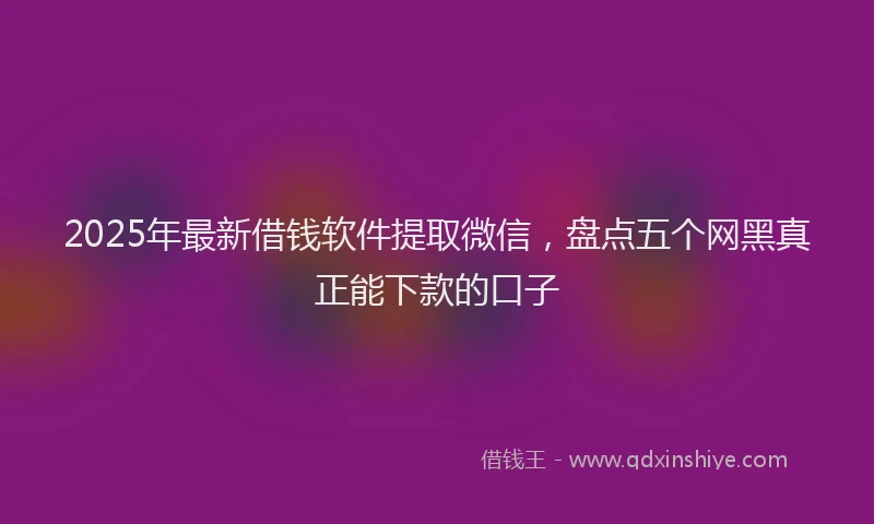 2025年最新借钱软件提取微信，盘点五个网黑真正能下款的口子