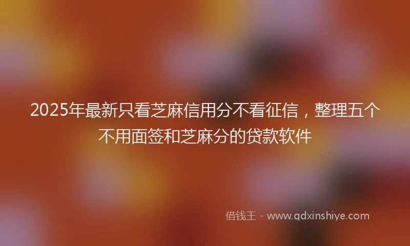 2025年最新只看芝麻信用分不看征信，整理五个不用面签和芝麻分的贷款软件