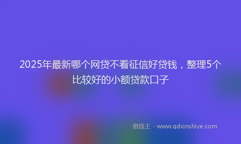 2025年最新哪个网贷不看征信好贷钱，整理5个比较好的小额贷款口子