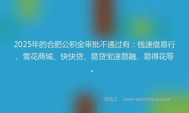 2025年的合肥公积金审批不通过有：钱速借易行、雪花商城、快快贷、易贷宝速易融、易得花等。