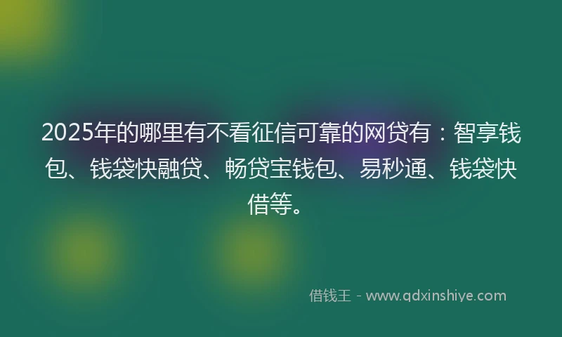2025年的哪里有不看征信可靠的网贷有：智享钱包、钱袋快融贷、畅贷宝钱包、易秒通、钱袋快借等。