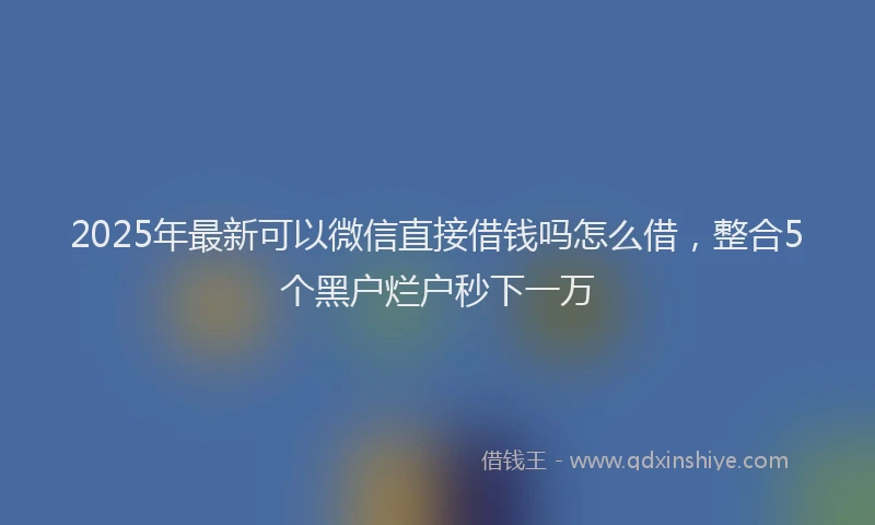 2025年最新可以微信直接借钱吗怎么借，整合5个黑户烂户秒下一万