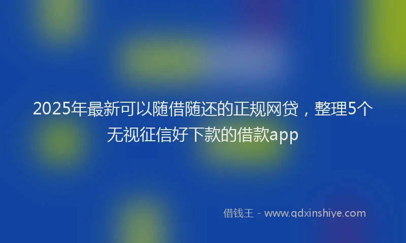 2025年最新可以随借随还的正规网贷，整理5个无视征信好下款的借款app