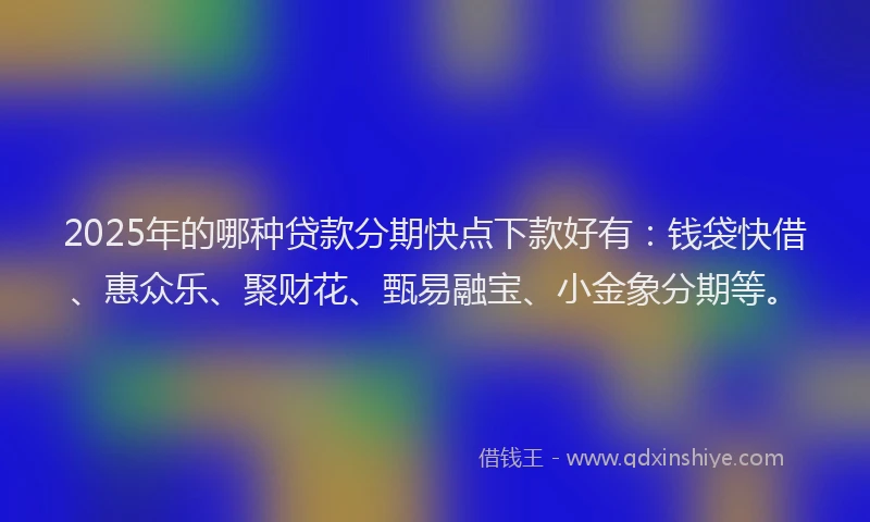 2025年的哪种贷款分期快点下款好有：钱袋快借、惠众乐、聚财花、甄易融宝、小金象分期等。