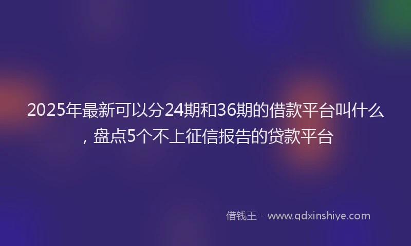 2025年最新可以分24期和36期的借款平台叫什么，盘点5个不上征信报告的贷款平台