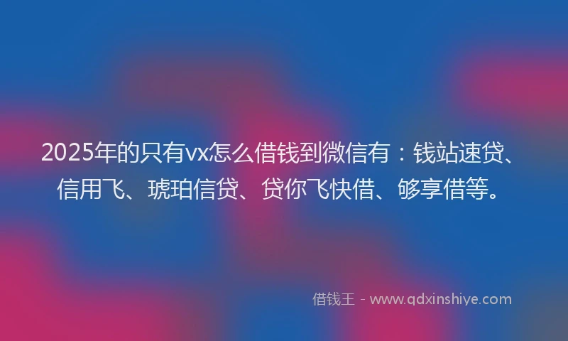 2025年的只有vx怎么借钱到微信有：钱站速贷、信用飞、琥珀信贷、贷你飞快借、够享借等。