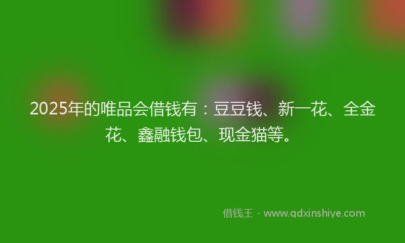 2025年的唯品会借钱有：豆豆钱、新一花、全金花、鑫融钱包、现金猫等。