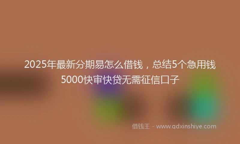 2025年最新分期易怎么借钱，总结5个急用钱5000快审快贷无需征信口子
