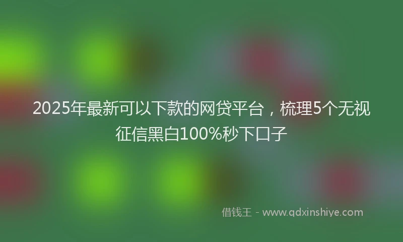 2025年最新可以下款的网贷平台，梳理5个无视征信黑白100%秒下口子