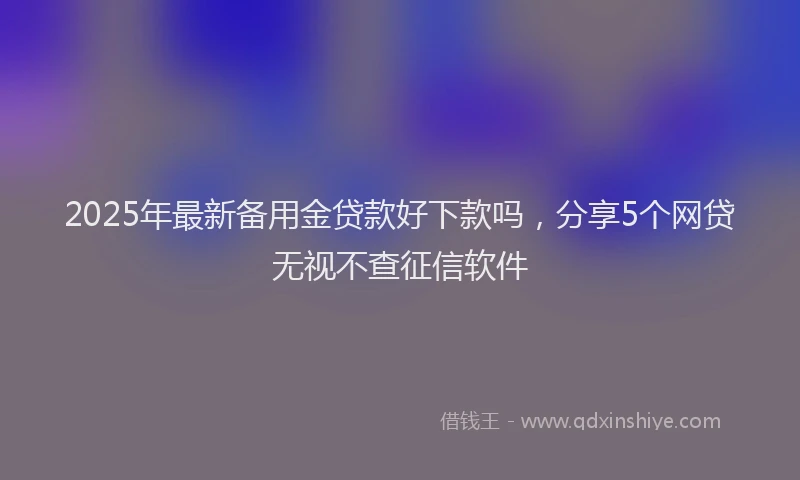 2025年最新备用金贷款好下款吗，分享5个网贷无视不查征信软件