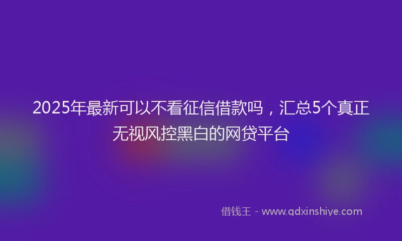2025年最新可以不看征信借款吗，汇总5个真正无视风控黑白的网贷平台