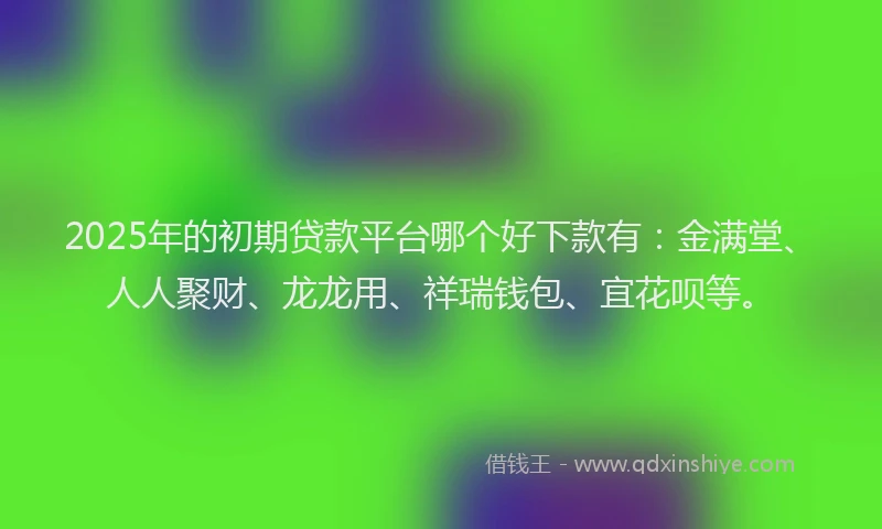 2025年的初期贷款平台哪个好下款有：金满堂、人人聚财、龙龙用、祥瑞钱包、宜花呗等。