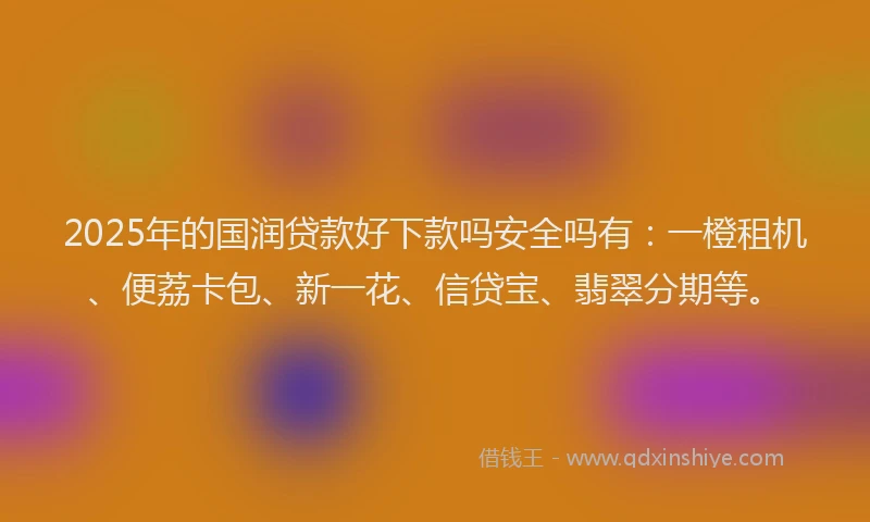2025年的国润贷款好下款吗安全吗有：一橙租机、便荔卡包、新一花、信贷宝、翡翠分期等。