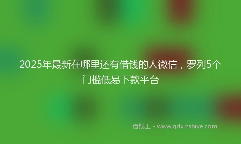 2025年最新在哪里还有借钱的人微信，罗列5个门槛低易下款平台