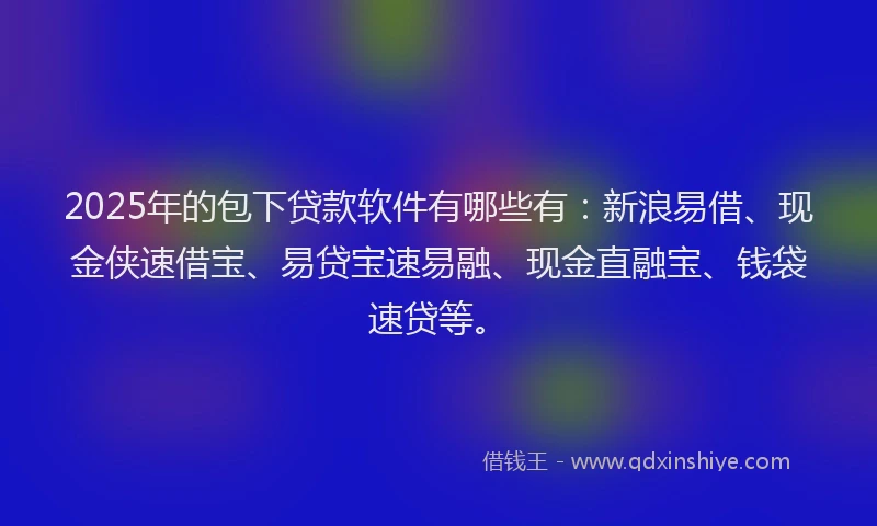 2025年的包下贷款软件有哪些有：新浪易借、现金侠速借宝、易贷宝速易融、现金直融宝、钱袋速贷等。