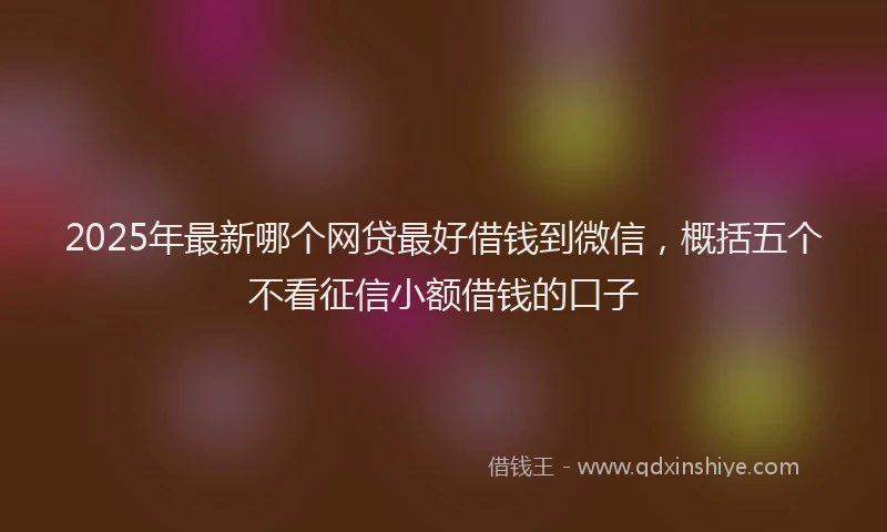 2025年最新哪个网贷最好借钱到微信，概括五个不看征信小额借钱的口子