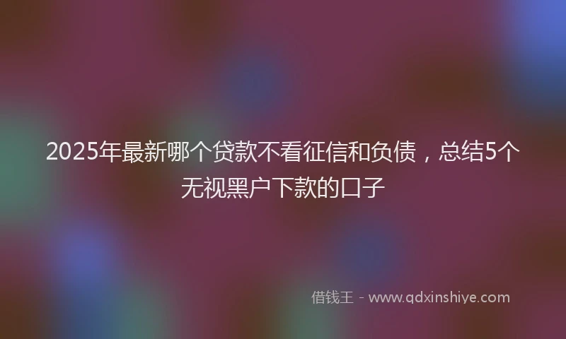 2025年最新哪个贷款不看征信和负债，总结5个无视黑户下款的口子