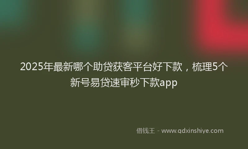2025年最新哪个助贷获客平台好下款，梳理5个新号易贷速审秒下款app