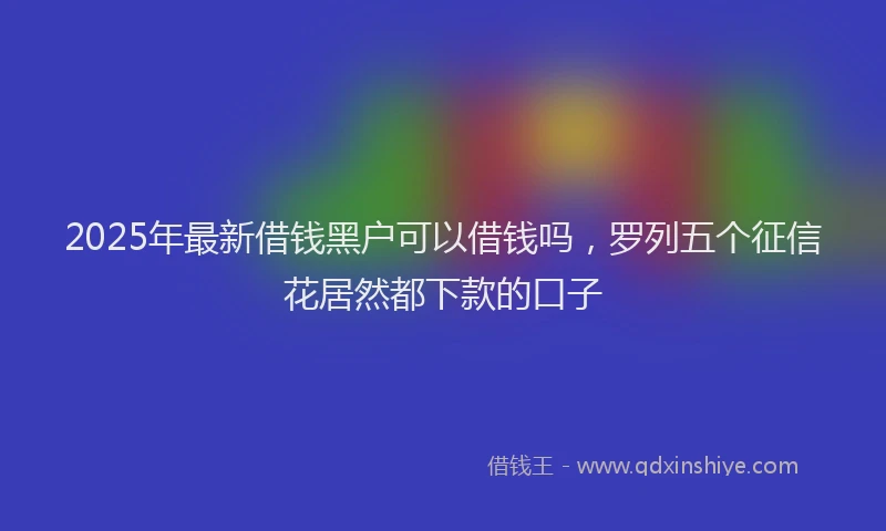 2025年最新借钱黑户可以借钱吗，罗列五个征信花居然都下款的口子