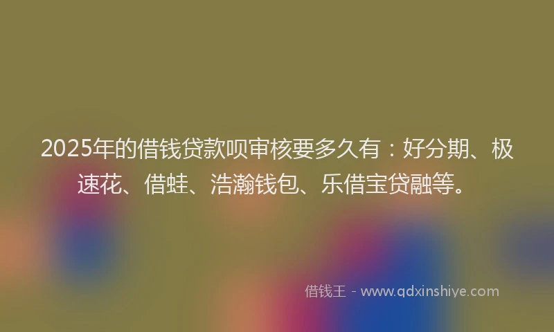 2025年的借钱贷款呗审核要多久有：好分期、极速花、借蛙、浩瀚钱包、乐借宝贷融等。