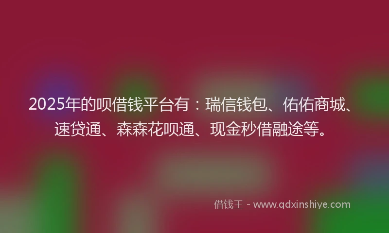 2025年的呗借钱平台有：瑞信钱包、佑佑商城、速贷通、森森花呗通、现金秒借融途等。