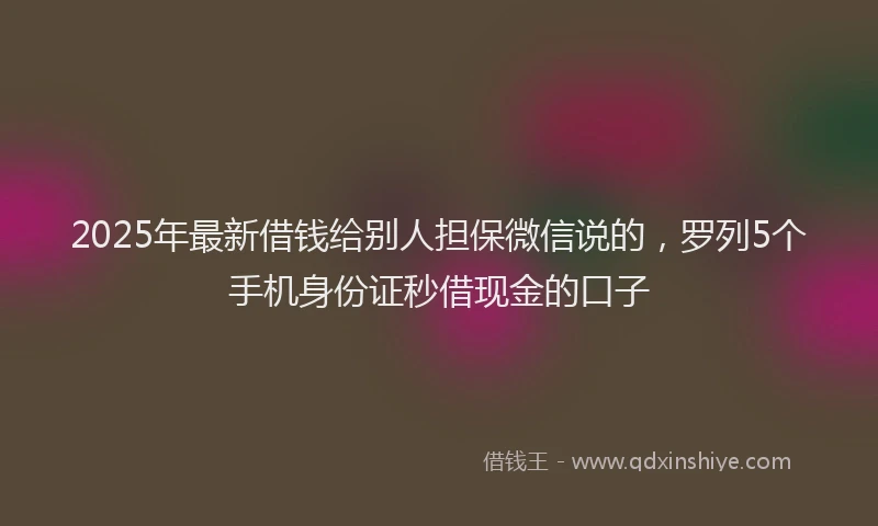 2025年最新借钱给别人担保微信说的，罗列5个手机身份证秒借现金的口子