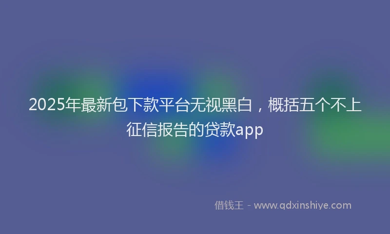 2025年最新包下款平台无视黑白，概括五个不上征信报告的贷款app