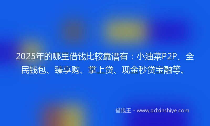 2025年的哪里借钱比较靠谱有：小油菜P2P、全民钱包、臻享购、掌上贷、现金秒贷宝融等。