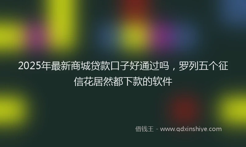 2025年最新商城贷款口子好通过吗，罗列五个征信花居然都下款的软件