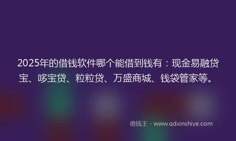 2025年的借钱软件哪个能借到钱有：现金易融贷宝、哆宝贷、粒粒贷、万盛商城、钱袋管家等。