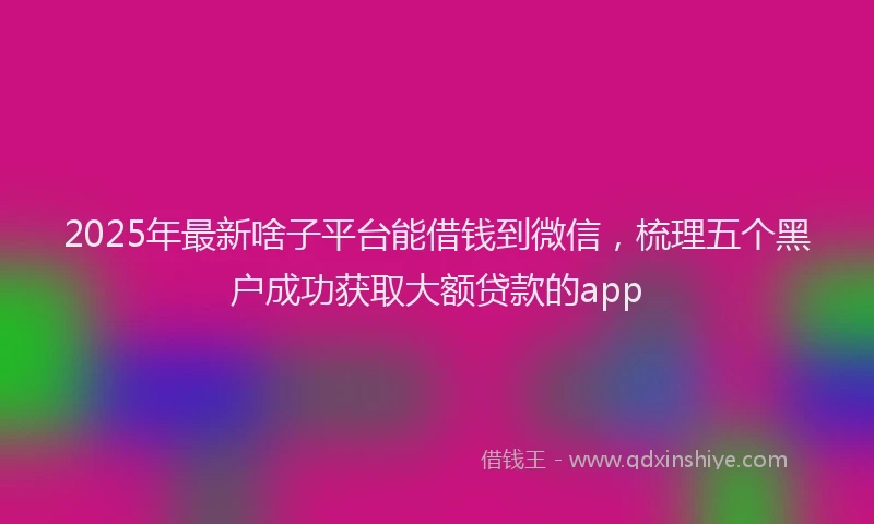 2025年最新啥子平台能借钱到微信，梳理五个黑户成功获取大额贷款的app