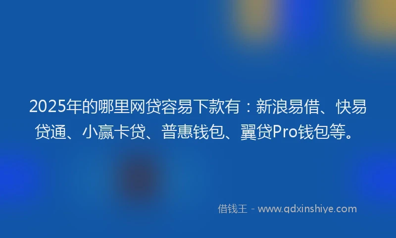 2025年的哪里网贷容易下款有：新浪易借、快易贷通、小赢卡贷、普惠钱包、翼贷Pro钱包等。