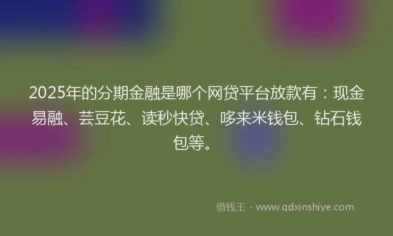 2025年的分期金融是哪个网贷平台放款有：现金易融、芸豆花、读秒快贷、哆来米钱包、钻石钱包等。