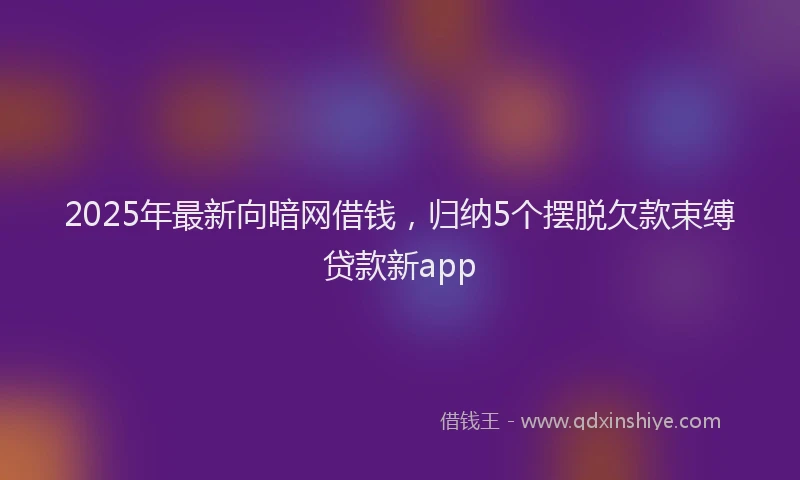 2025年最新向暗网借钱，归纳5个摆脱欠款束缚贷款新app