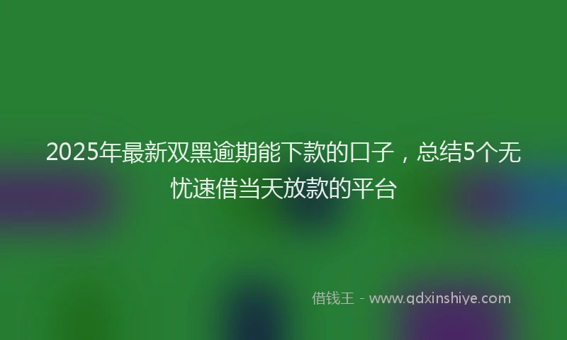 2025年最新双黑逾期能下款的口子，总结5个无忧速借当天放款的平台
