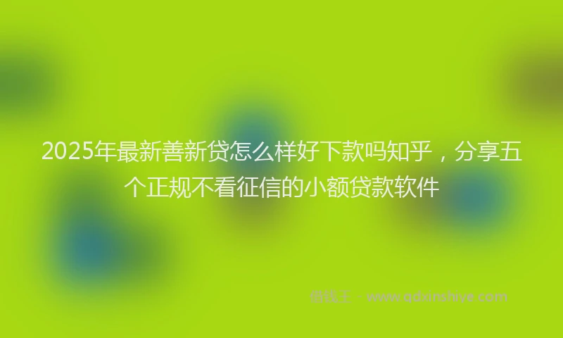 2025年最新善新贷怎么样好下款吗知乎，分享五个正规不看征信的小额贷款软件