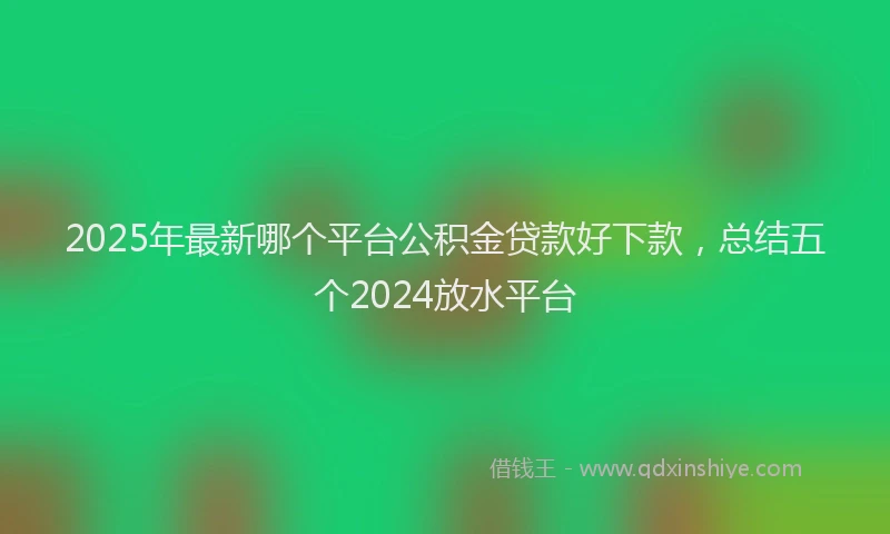 2025年最新哪个平台公积金贷款好下款，总结五个2024放水平台