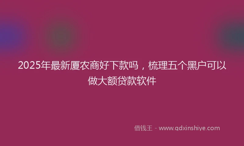 2025年最新厦农商好下款吗，梳理五个黑户可以做大额贷款软件