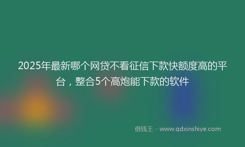 2025年最新哪个网贷不看征信下款快额度高的平台，整合5个高炮能下款的软件
