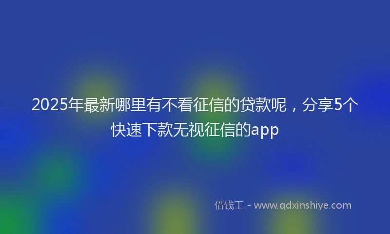 2025年最新哪里有不看征信的贷款呢，分享5个快速下款无视征信的app