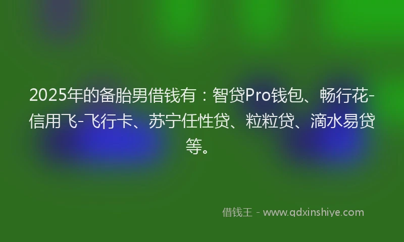 2025年的备胎男借钱有：智贷Pro钱包、畅行花-信用飞-飞行卡、苏宁任性贷、粒粒贷、滴水易贷等。