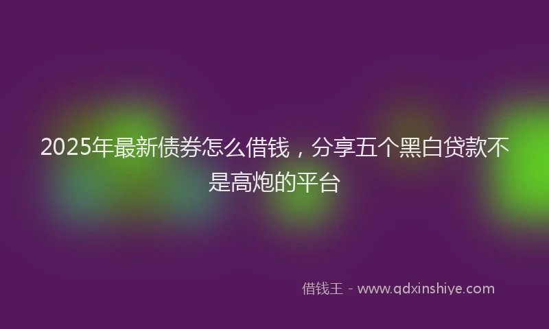 2025年最新债券怎么借钱，分享五个黑白贷款不是高炮的平台